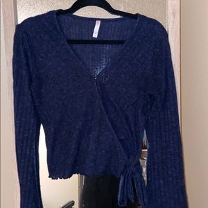 Cropped tie sweater